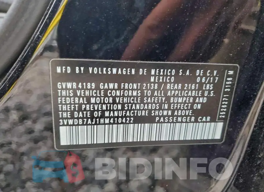 3VWDB7AJ1HM410422 Photo# 13