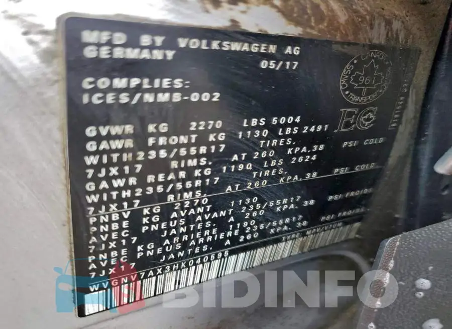 WVGNV7AX3HK040595 Photo# 14