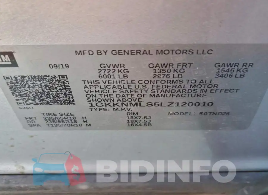 1GKKNMLS5LZ120010 Photo# 14