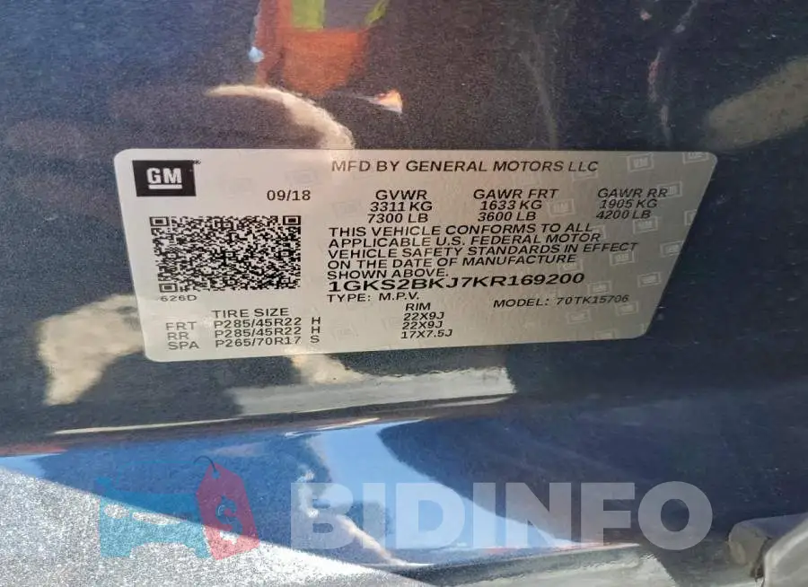 1GKS2BKJ7KR169200 Photo# 14