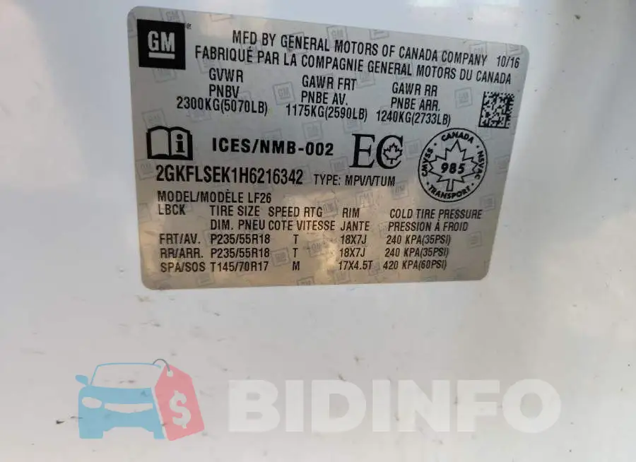 2GKFLSEK1H6216342 Photo# 13
