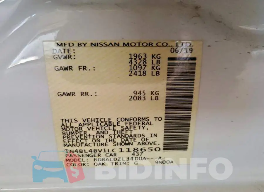 1N4BL4BV1LC118650 Photo# 12