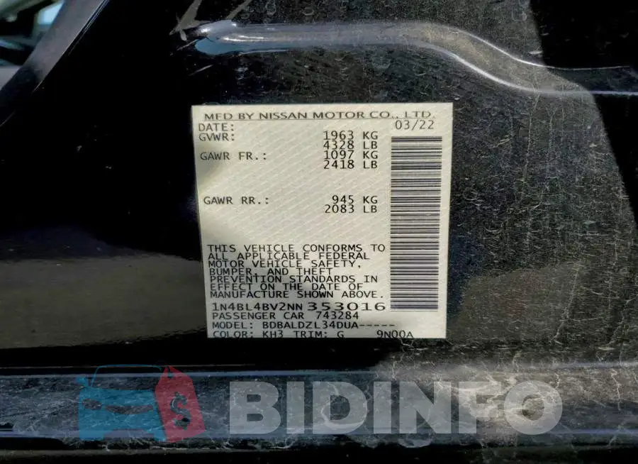 1N4BL4BV2NN353016 Photo# 12