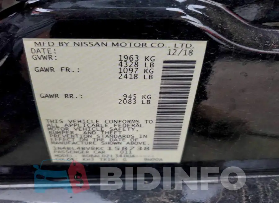 1N4BL4BV8KC158738 Photo# 12