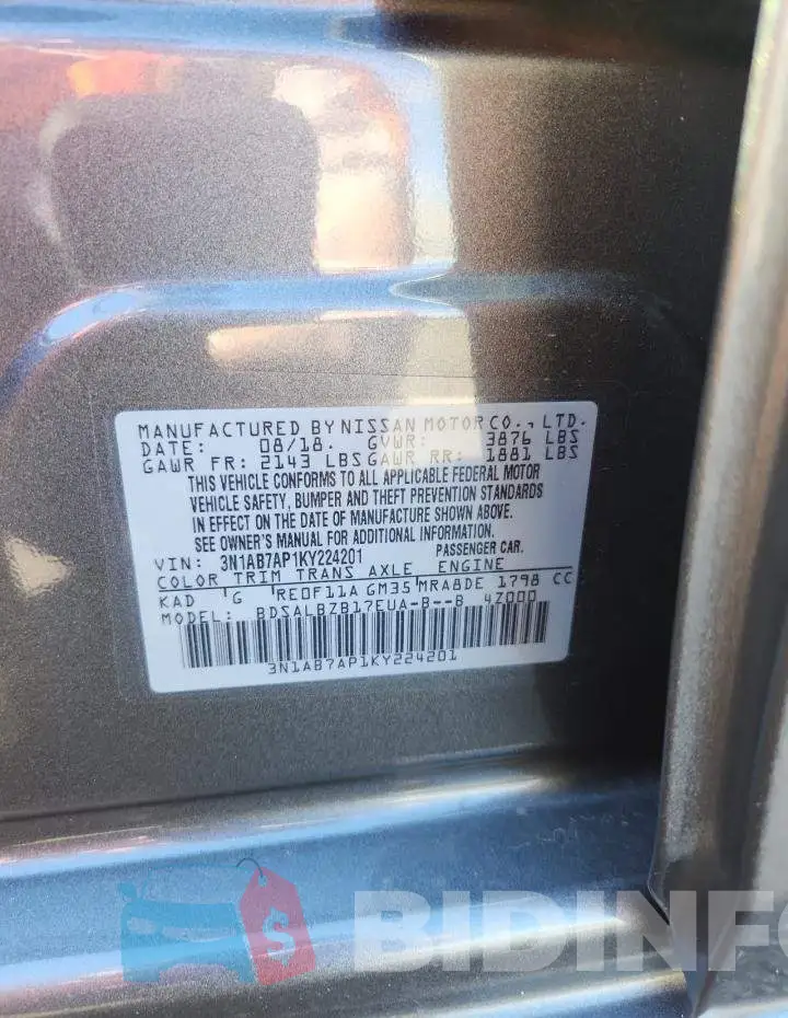 3N1AB7AP1KY224201 Photo# 12