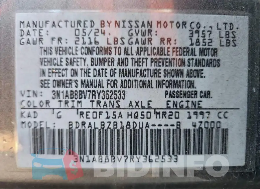 3N1AB8BV7RY362533 Photo# 12