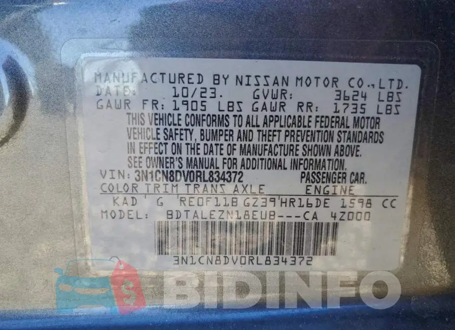 3N1CN8DV0RL834372 Photo# 13