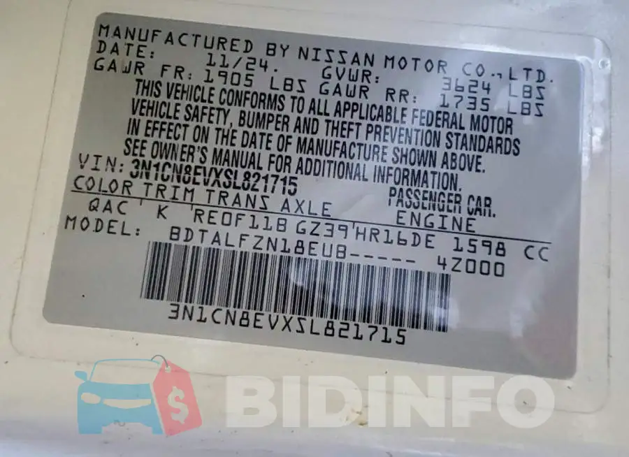 3N1CN8EVXSL821715 Photo# 13