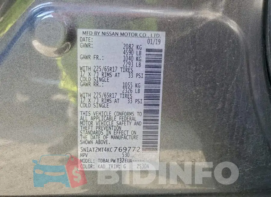 5N1AT2MT4KC769772 Photo# 13