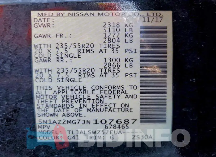 5N1AZ2MG7JN107687 Photo# 13