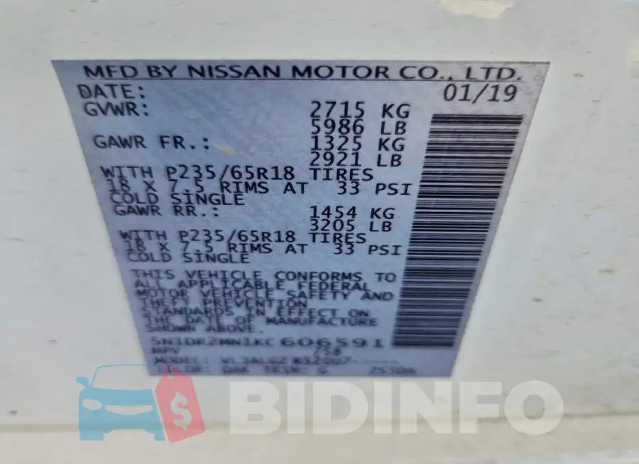 5N1DR2MN1KC606591 Photo# 14