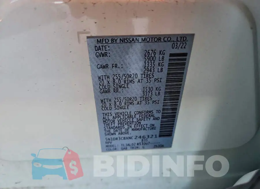 5N1DR3CBXNC246321 Photo# 13