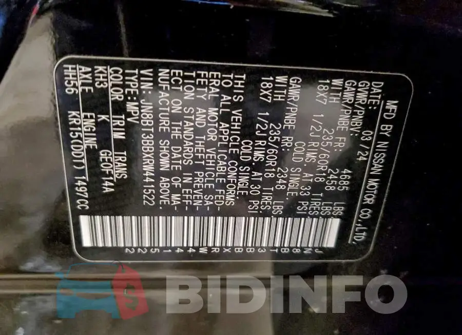 JN8BT3BBXRW441522 Photo# 14