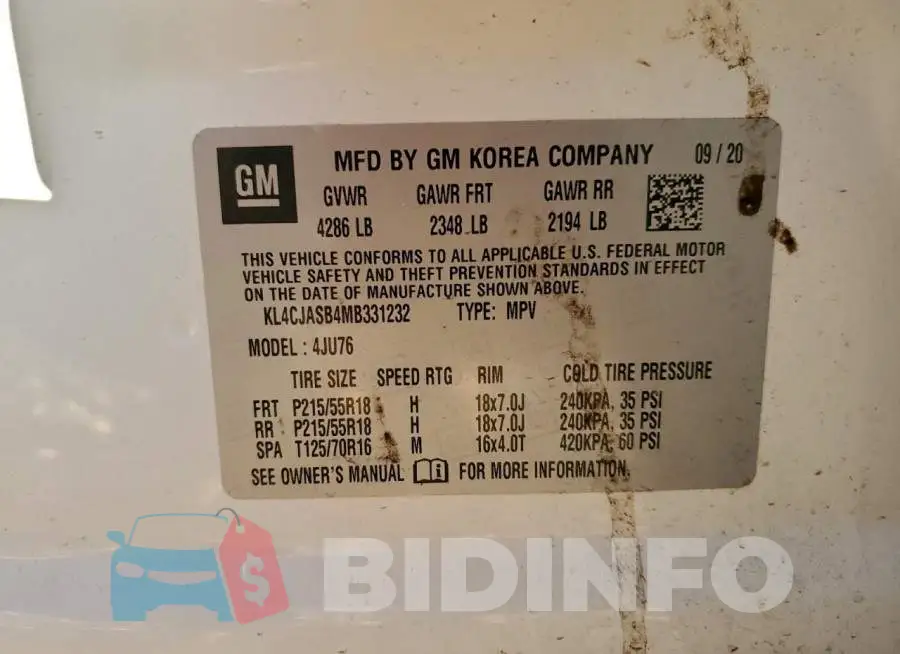 KL4CJASB4MB331232 Photo# 13