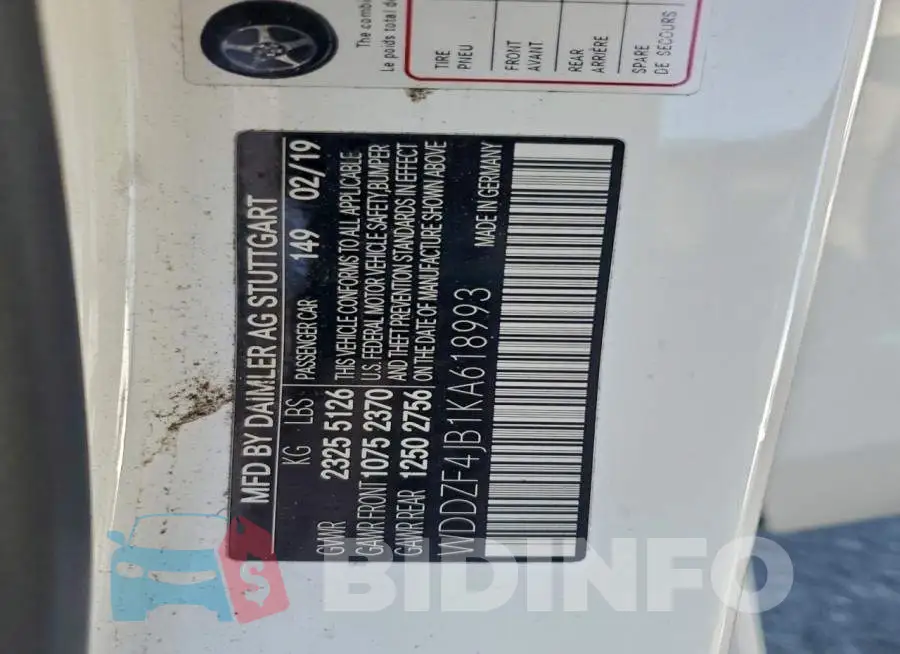 WDDZF4JB1KA618993 Photo# 12