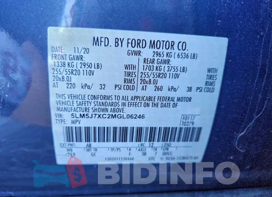 5LM5J7XC2MGL06246 Photo# 13