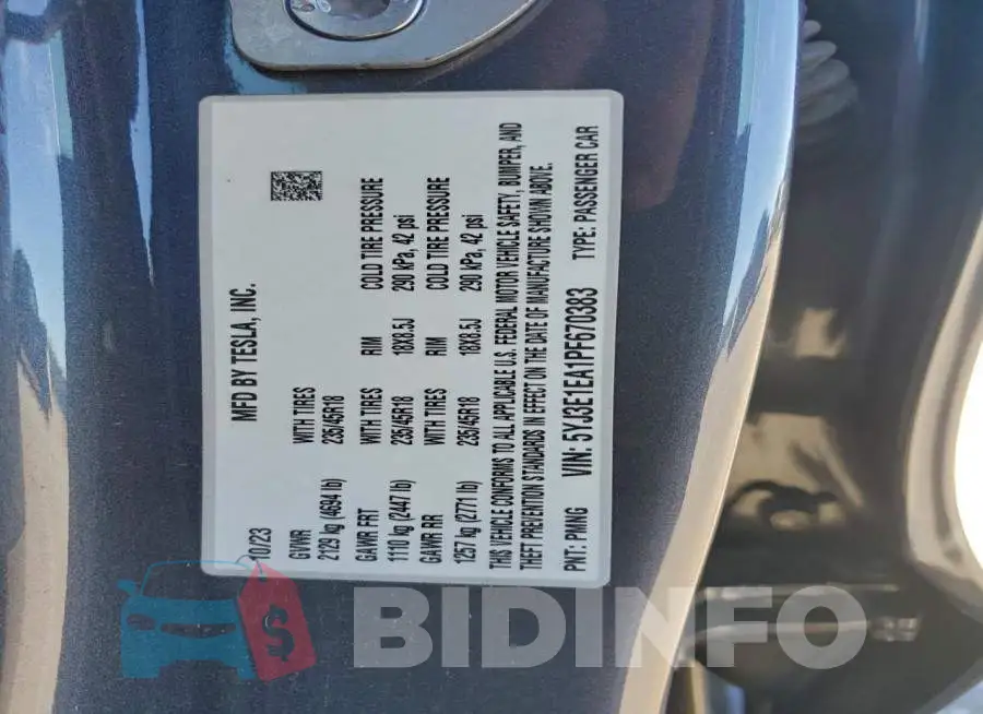 5YJ3E1EA1PF670383 Photo# 12
