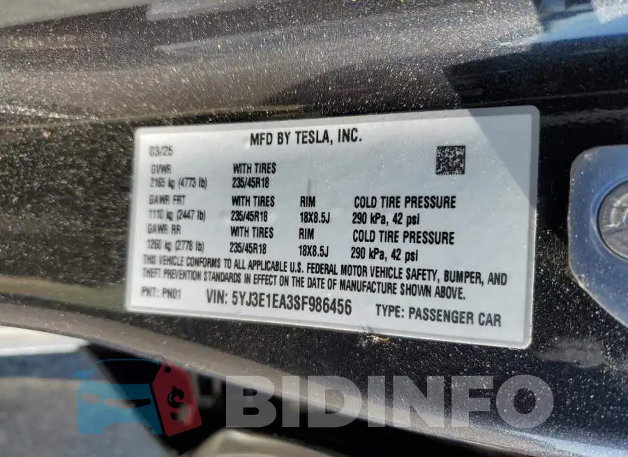 5YJ3E1EA3SF986456 Photo# 13