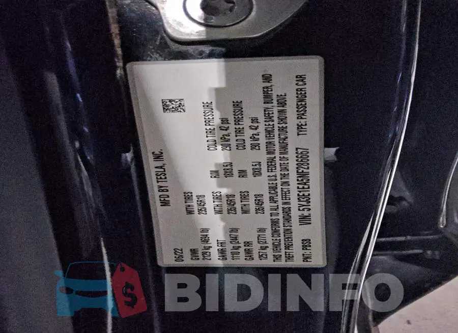 5YJ3E1EA5NF286667 Photo# 13
