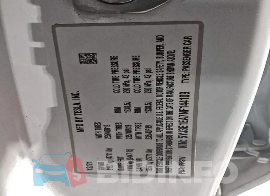5YJ3E1EA7NF144109 Photo# 12