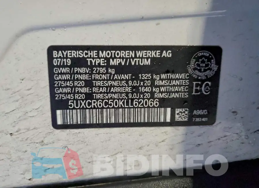5UXCR6C50KLL62066 Photo# 13