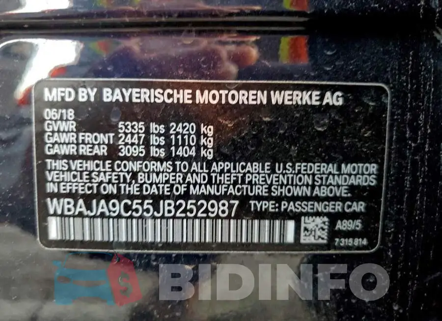 WBAJA9C55JB252987 Photo# 12
