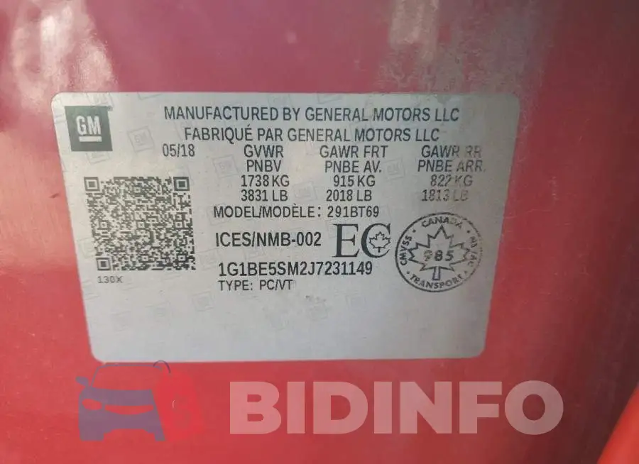 1G1BE5SM2J7231149 Photo# 12