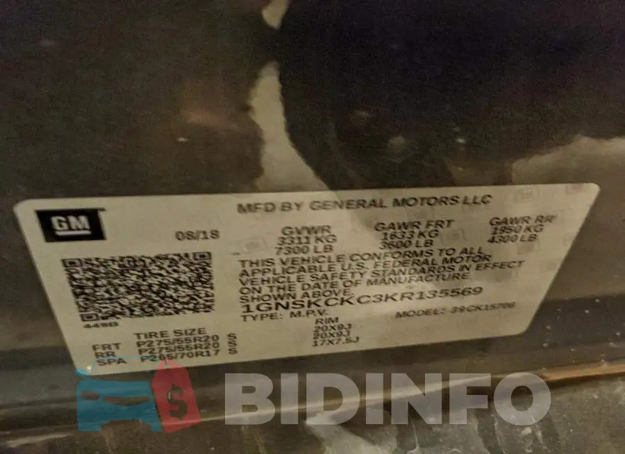 1GNSKCKC3KR135569 Photo# 13