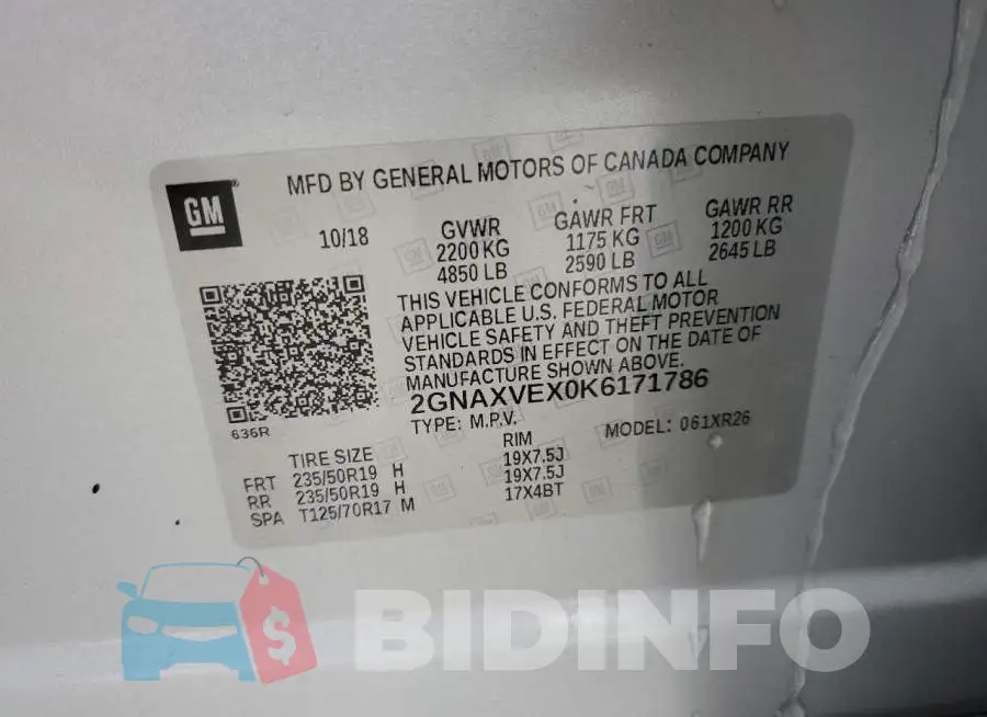 2GNAXVEX0K6171786 Photo# 13