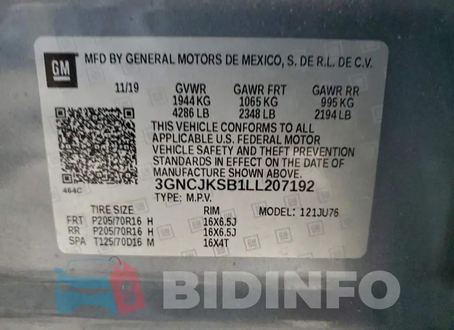 3GNCJKSB1LL207192 Photo# 13