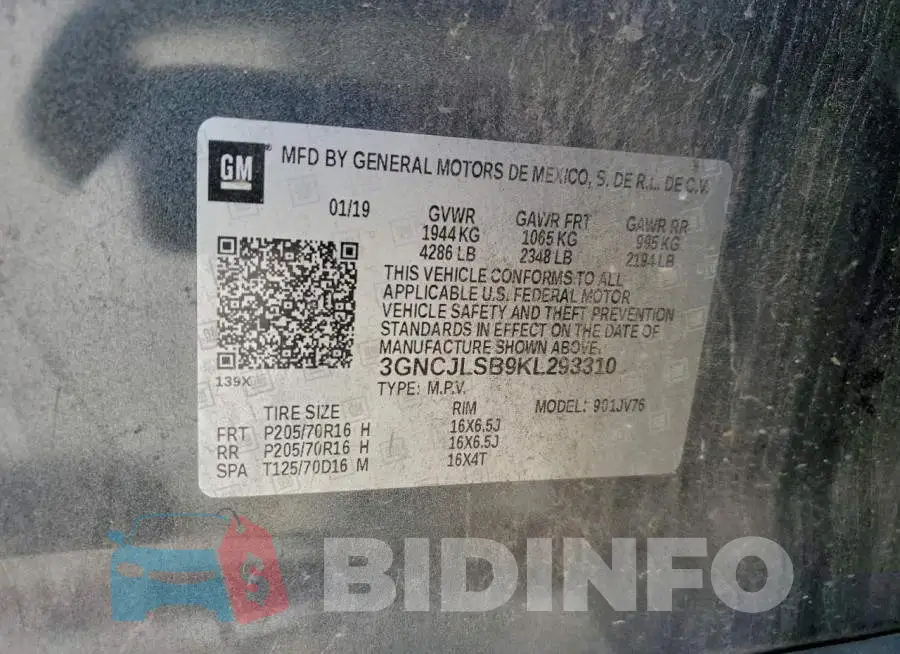 3GNCJLSB9KL293310 Photo# 13
