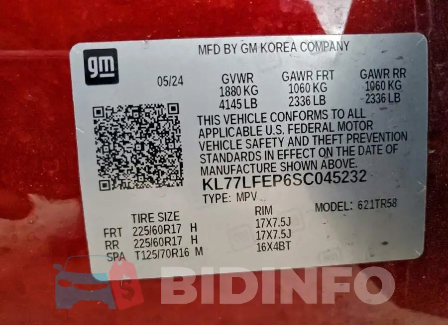 KL77LFEP6SC045232 Photo# 14