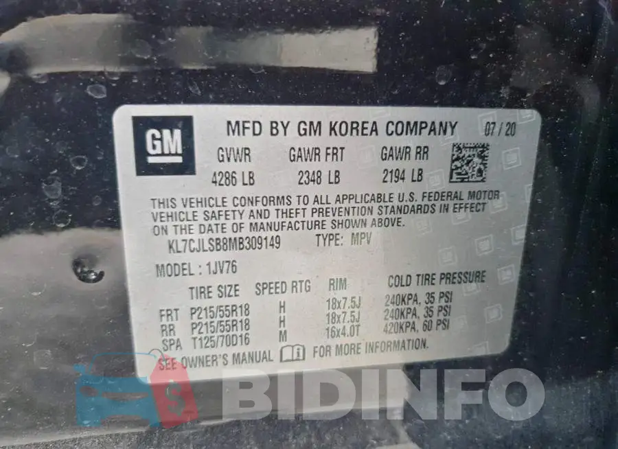 KL7CJLSB8MB309149 Photo# 13
