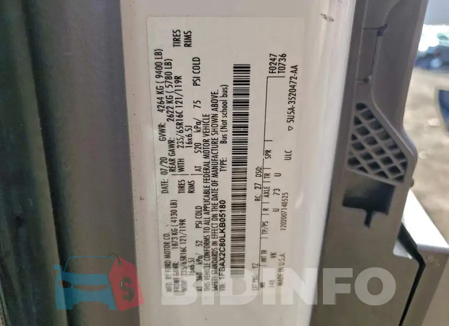 1FBAX2C80LKB05180 Photo# 13