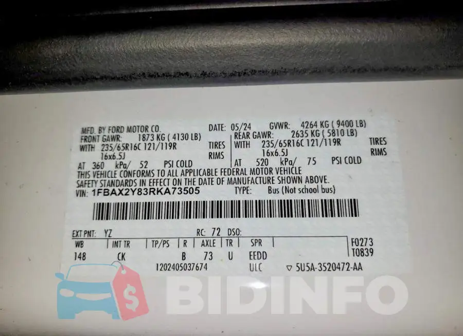 1FBAX2Y83RKA73505 Photo# 13