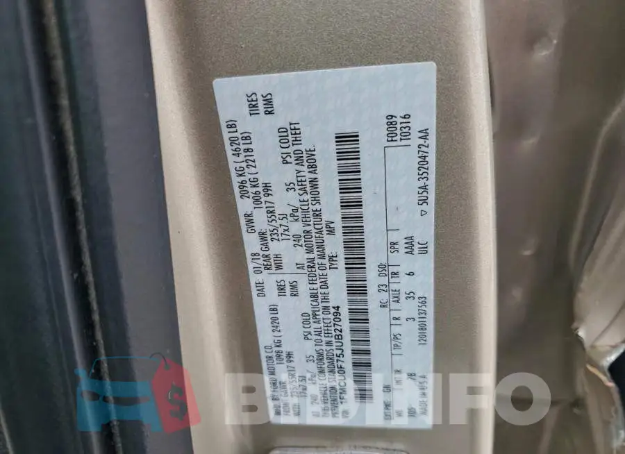 1FMCU0F75JUB27094 Photo# 13