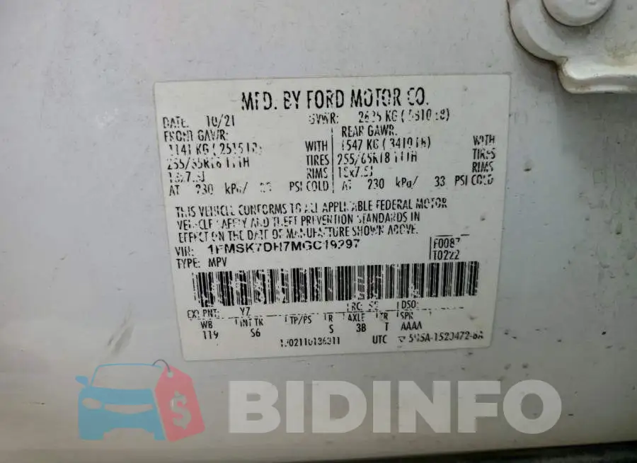 1FMSK7DH7MGC19297 Photo# 13