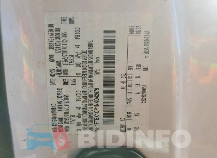 1FTEX1CP1NKD42679 Photo# 12