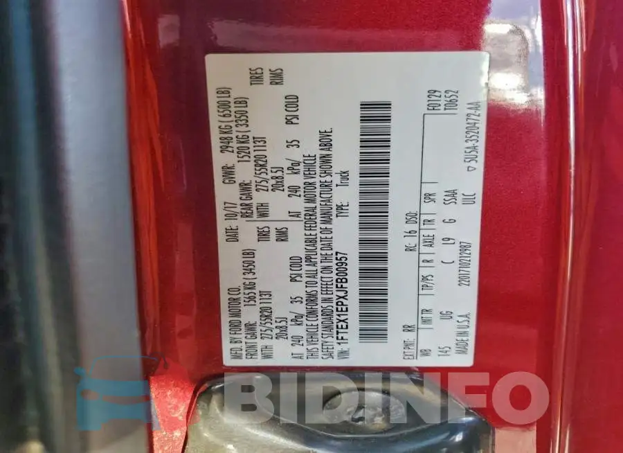 1FTEX1EPXJFB00957 Photo# 12