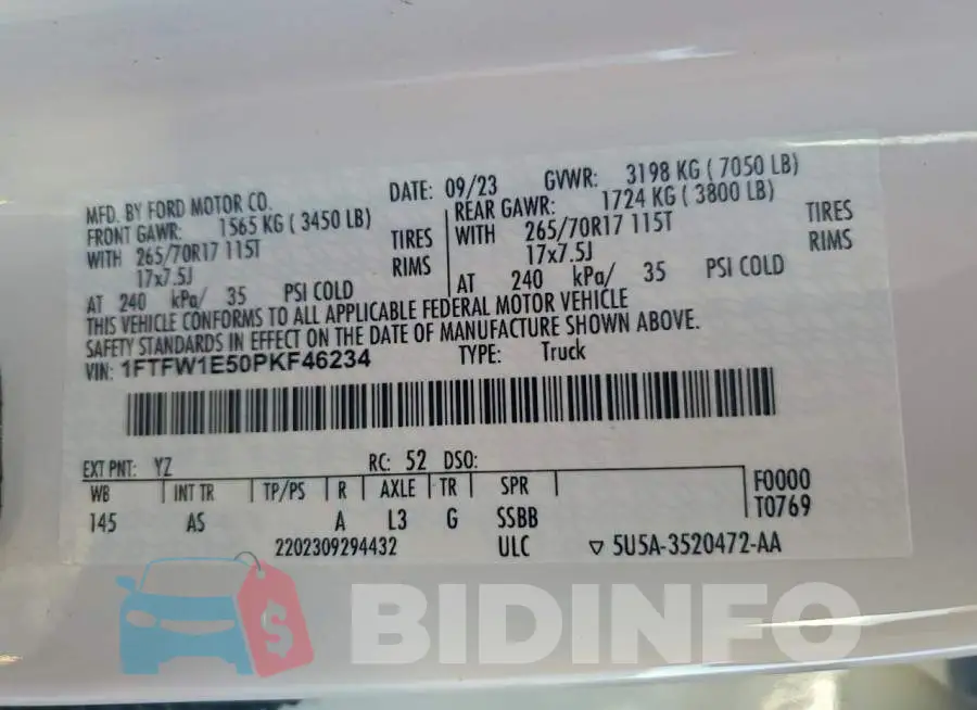 1FTFW1E50PKF46234 Photo# 12