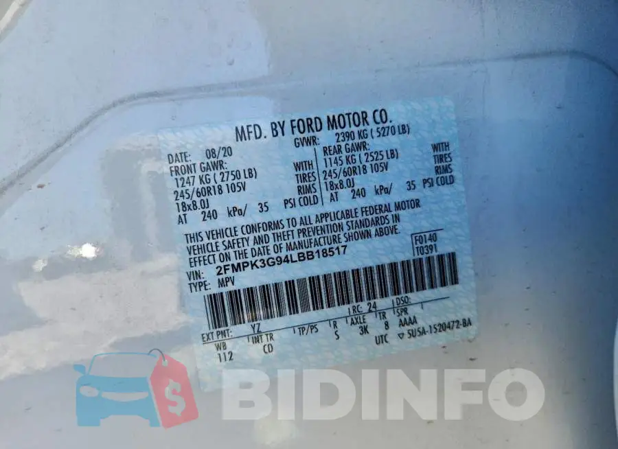 2FMPK3G94LBB18517 Photo# 12