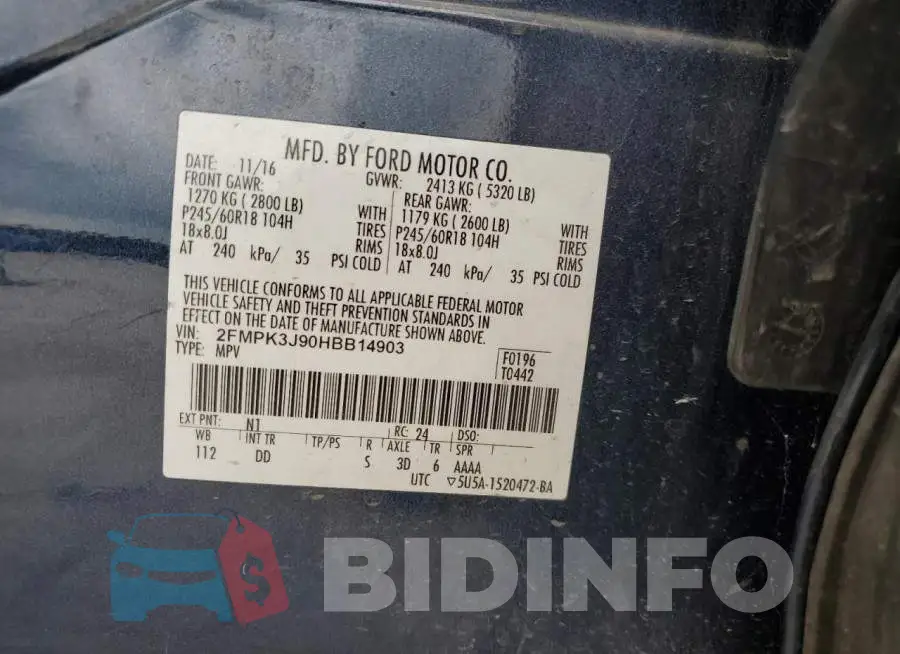 2FMPK3J90HBB14903 Photo# 13