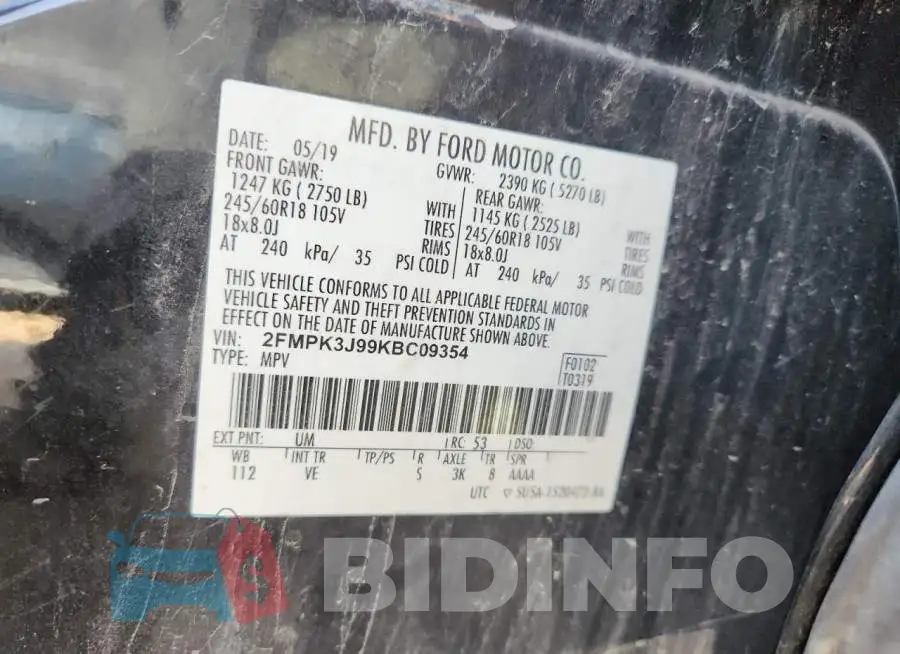 2FMPK3J99KBC09354 Photo# 14