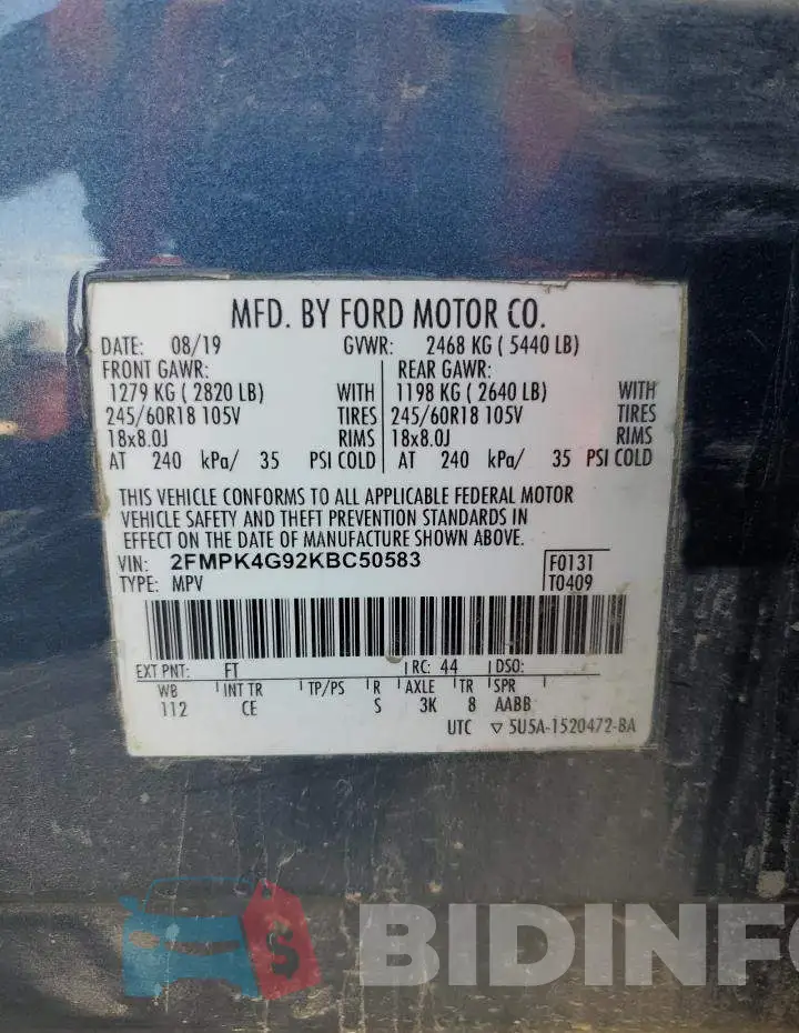 2FMPK4G92KBC50583 Photo# 13