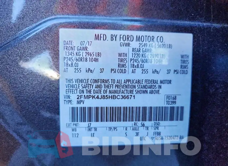 2FMPK4J85HBC36671 Photo# 13