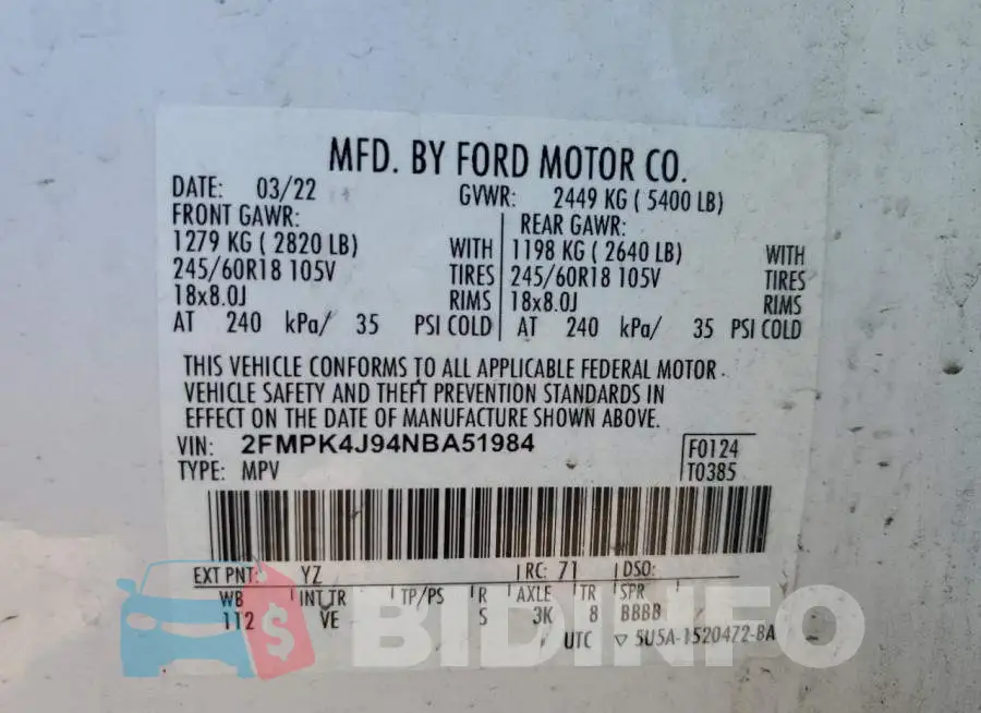 2FMPK4J94NBA51984 Photo# 13