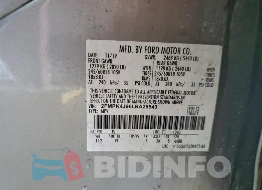 2FMPK4J96LBA28543 Photo# 13