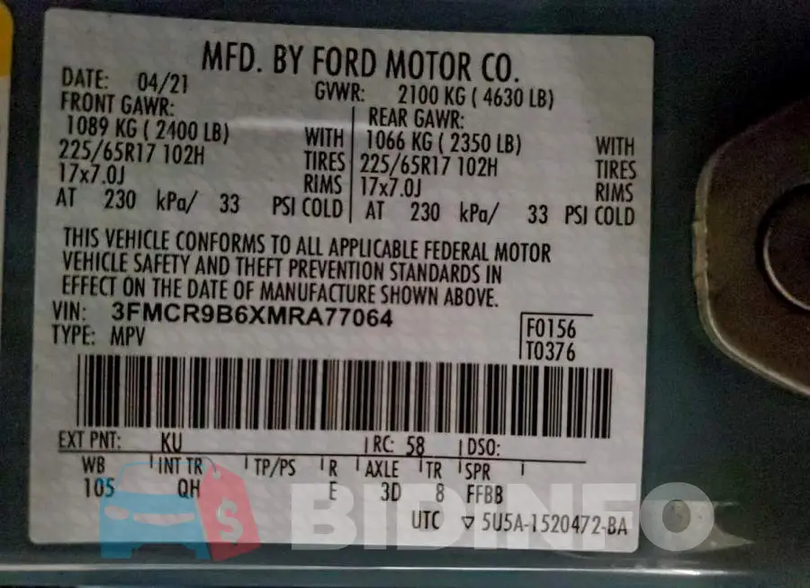 3FMCR9B6XMRA77064 Photo# 13