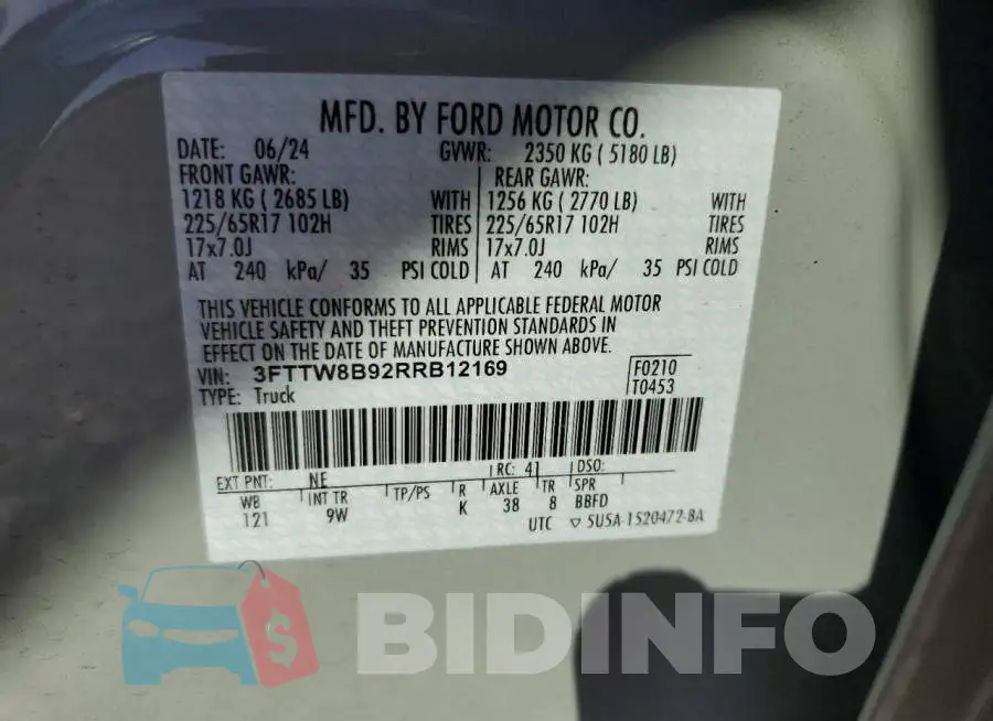 3FTTW8B92RRB12169 Photo# 12