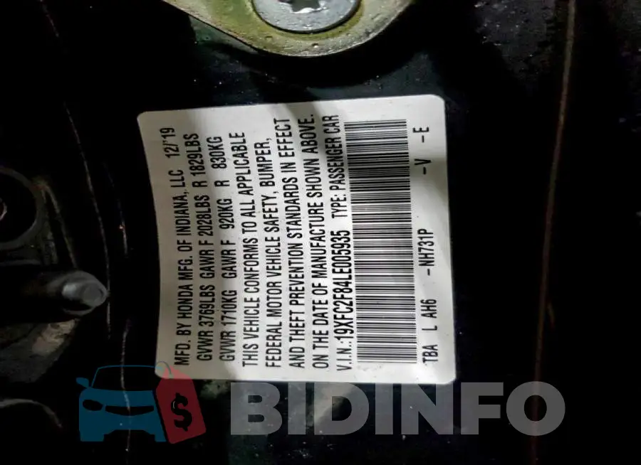 19XFC2F84LE005935 Photo# 12